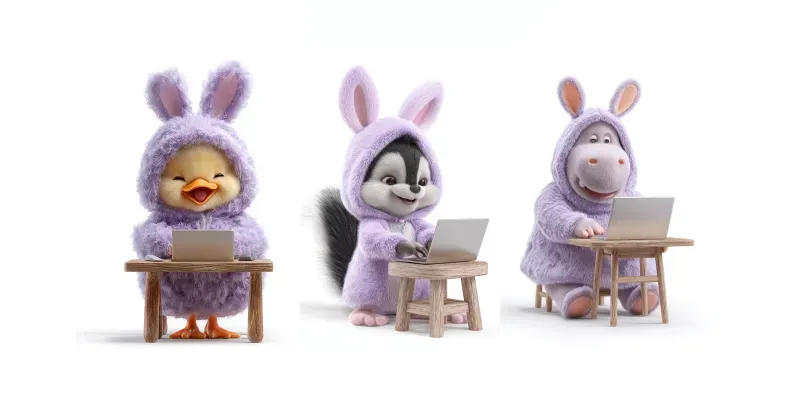 Fluffy Bunnycostumed Typists generated by undefined