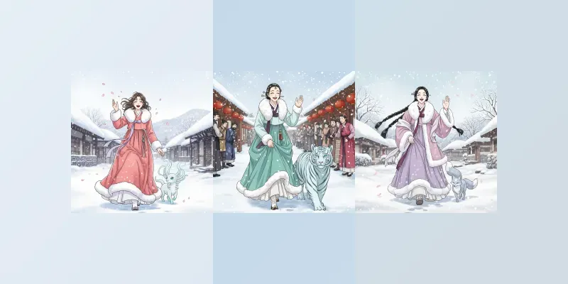 Magical Manhwa Winter Maiden Scenes generated by undefined