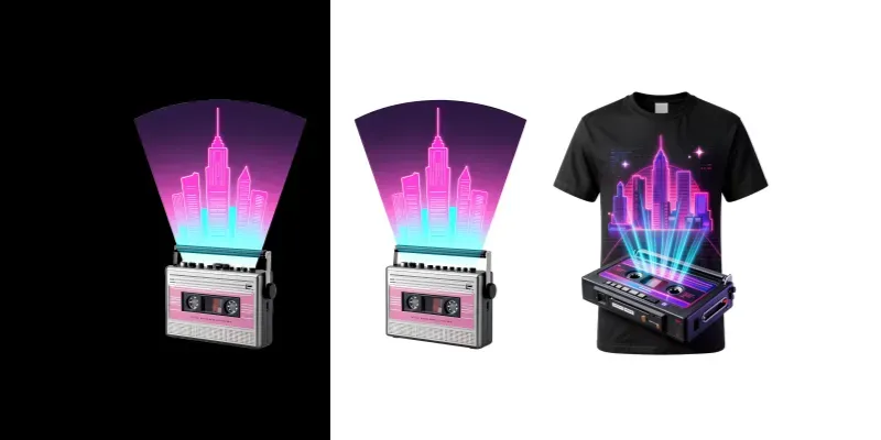 80s Retro Neon Hologram Object Generator generated by undefined