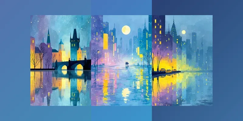 Ethereal Night City Illustrations generated by undefined