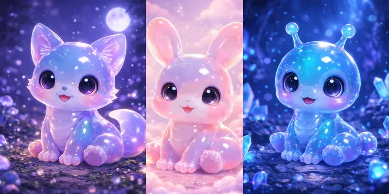 Whimsical 3D Fantasy Jellybaby Creatures generated by undefined