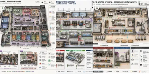 Commercial Kitchen Workflow Layouts generated by chatgpt-image