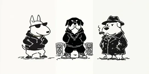 Cool Streetwear Dogs Illustrations generated by midjourney