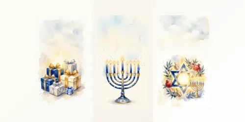 Hanukkah Watercolor Cards Jewish Art generated by gemini-image