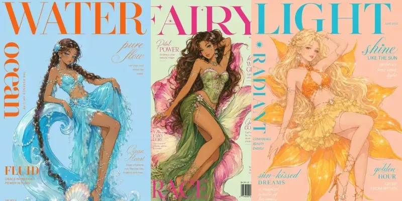 Y2k Magical Girl Magazine Covers generated by undefined
