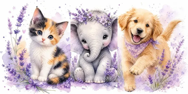Dreamy Watercolor Animal Illustrations generated by undefined