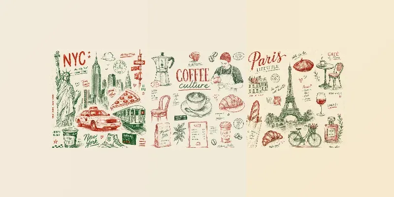 Vintage Doodle Collage Poster Packs generated by undefined