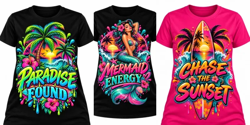 Neon Tropical Tshirt Generator generated by undefined