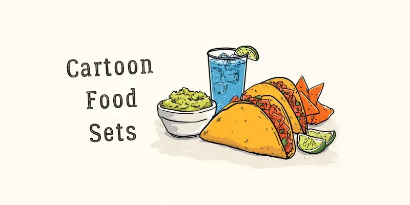 Cartoon Food Set Icons generated by undefined