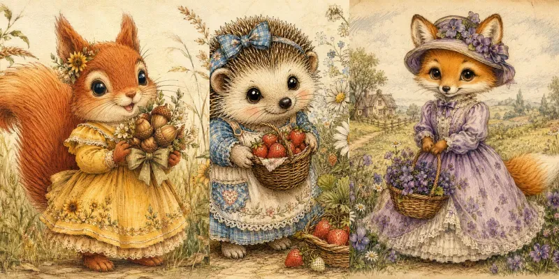 Whimsical Vintage Storybook Animals generated by undefined