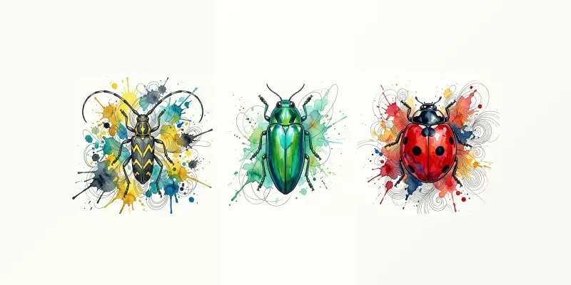 Watercolor Ink Beetle Illustrations generated by undefined