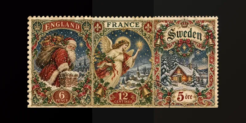 Vintage Christmas Postage Stamps