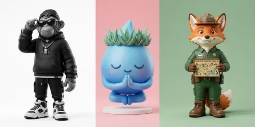 3D Vinyl Toy Brand Mascots generated by gemini-image