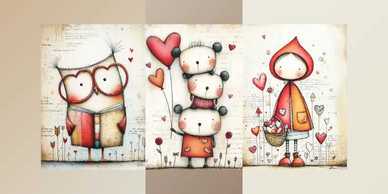 Whimsical Valentine Mixed Media Clipart generated by undefined