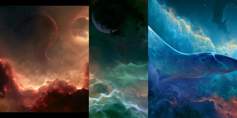 Cosmic Animals Swimming On Nebulae generated by undefined