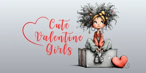Cute Valentine Girls Clipart generated by midjourney