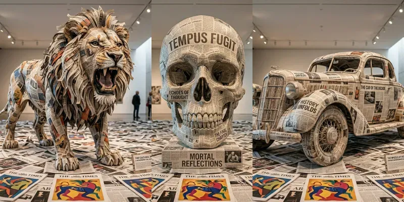 Contemporary Recycled Newspaper Sculptures generated by undefined