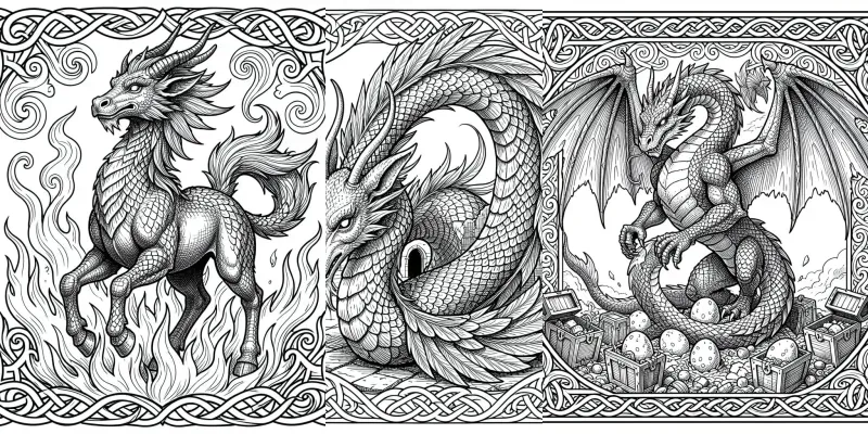 Mythical Creatures Advanced Line Art generated by undefined