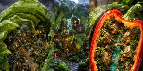 Miniature Vegetable Villages generated by chatgpt-image