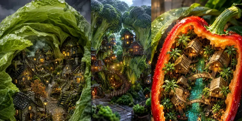 Miniature Vegetable Villages generated by undefined