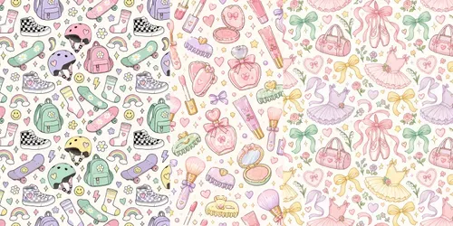 Cute Teenage Girl Seamless Patterns generated by chatgpt-image