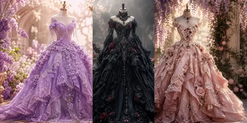 Enchanted Floral Couture Dream Gown Art generated by undefined