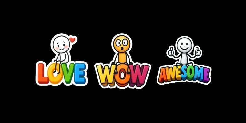 Stick Man Emoji 3D Text Stickers generated by undefined