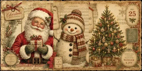 Vintage Christmas Journal Card Art generated by chatgpt-image