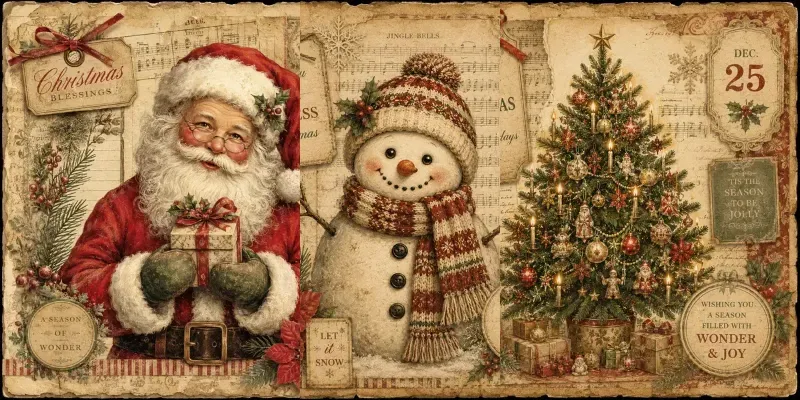 Vintage Christmas Journal Card Art generated by undefined
