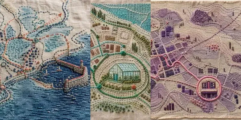 Embroidered Topographic Story Maps generated by undefined