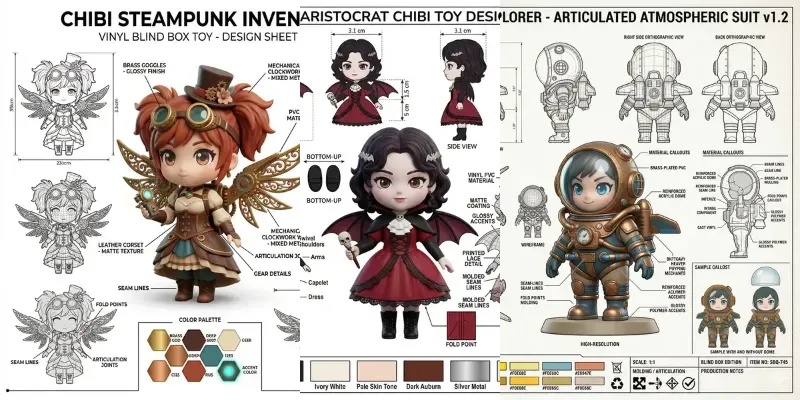 3D Chibi Toy Blueprints generated by undefined