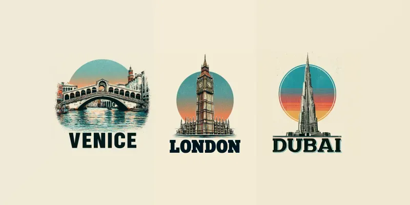 Retro Landmark Travel Poster Designs generated by undefined