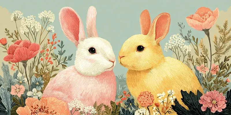 Whimsical Easter Folk Illustration Art generated by undefined