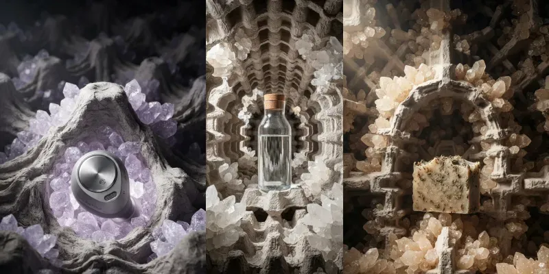 Molded Pulp Frosted Sugar Crystal Stages generated by undefined