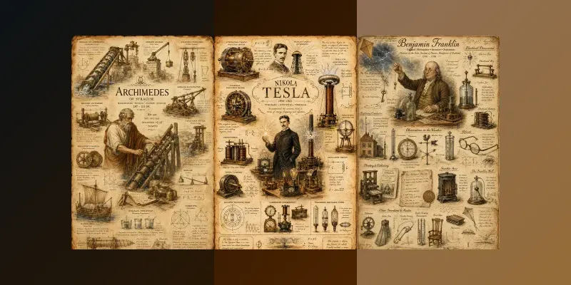 Vintage Inventor Sketch Sheets generated by undefined