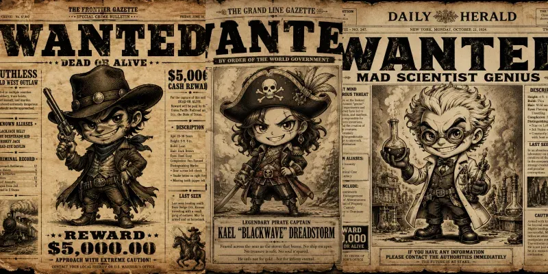 Vintage Wanted Poster Makers generated by undefined