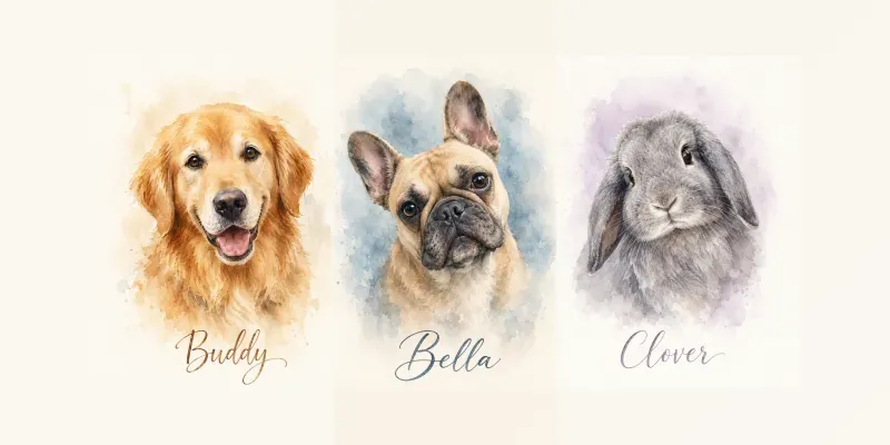 Watercolor Pet Portrait Prints generated by undefined