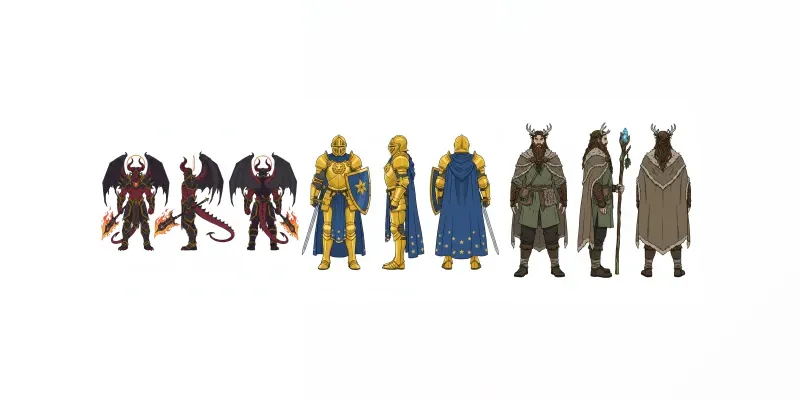 2D Game Asset Orthographic Characters generated by undefined