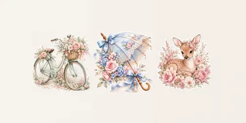 Watercolor Romantic Sticker Clipart Sets generated by chatgpt-image