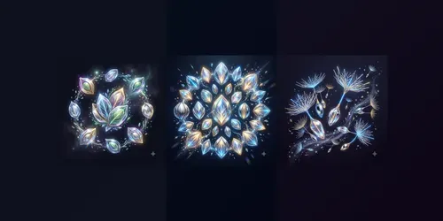 Neon Floating Crystal Seed Emblems generated by gemini-image