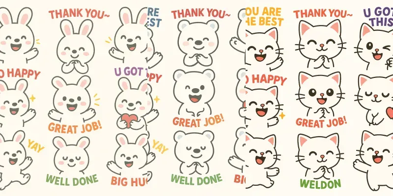 Chibi Style Cheerful Cute Animal Emojis generated by undefined