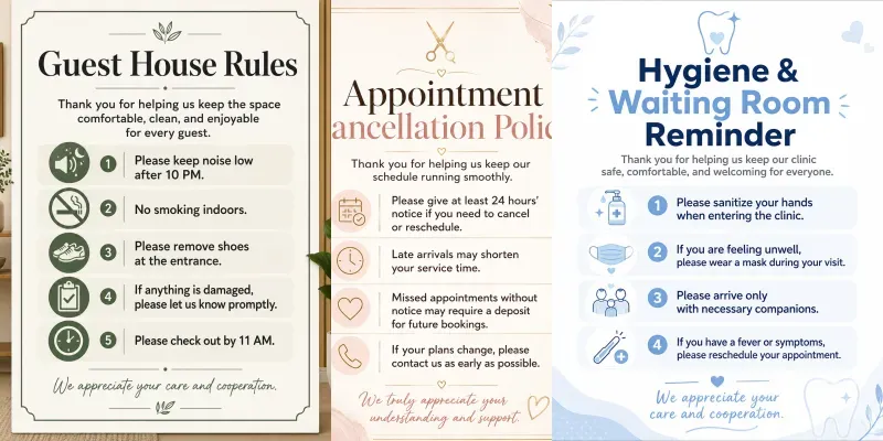 Polite Policy Sign Studios generated by undefined