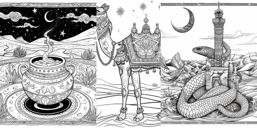 Mystical Desert Spirits Coloring Books generated by midjourney