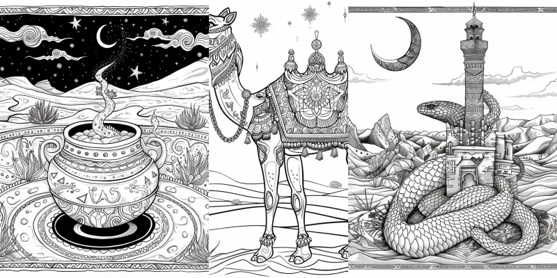Mystical Desert Spirits Coloring Books generated by undefined