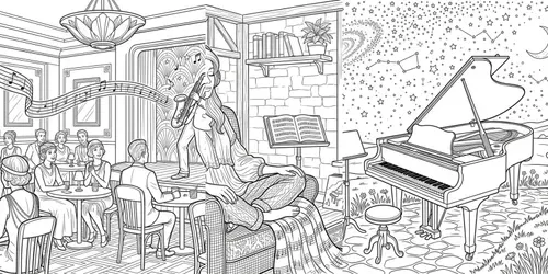 Musicinspired Coloring Illustrations generated by gemini-image