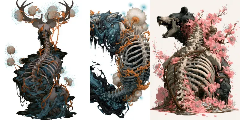 Dark Fantasy Animal Skeletal Vectorprints