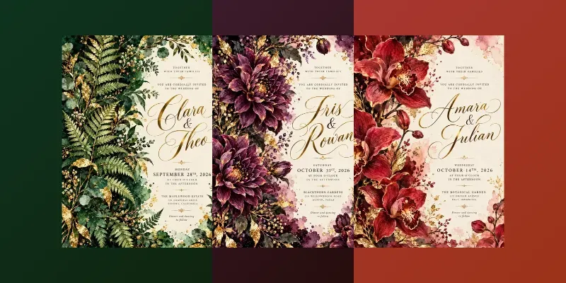 Luxury Moody Autumn Wedding Invitations