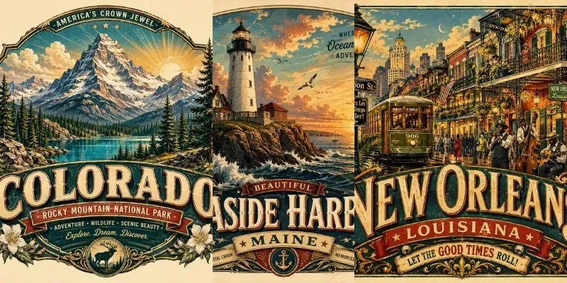 Vintage Americana Travel Poster Art generated by undefined