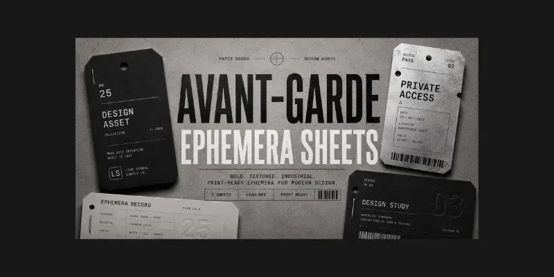 Avant Garde Ephemera Sheets generated by undefined