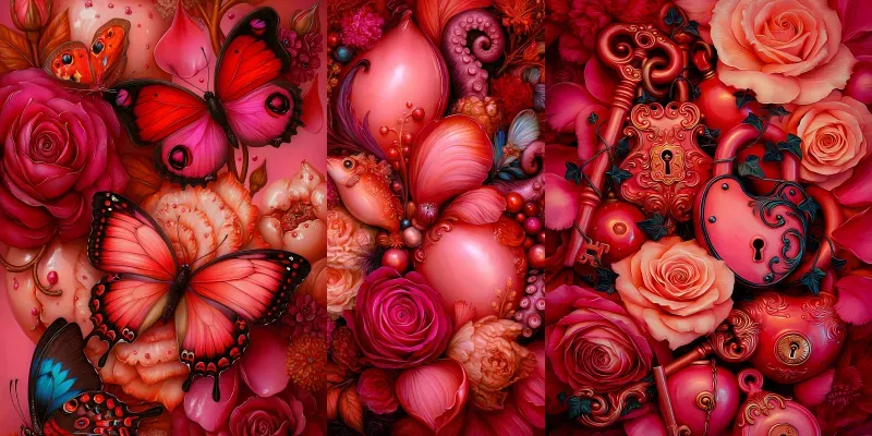 Crimson Surreal Object Scenes generated by undefined